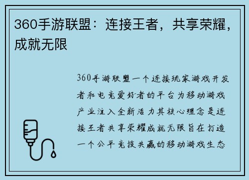 360手游联盟：连接王者，共享荣耀，成就无限